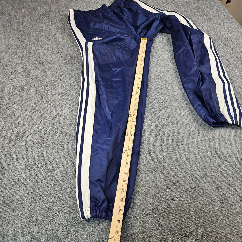 Vintage Adidas Team Navy Blue White Stripe Nylon Track Pants 2001 Mens Small - Picture 3 of 7